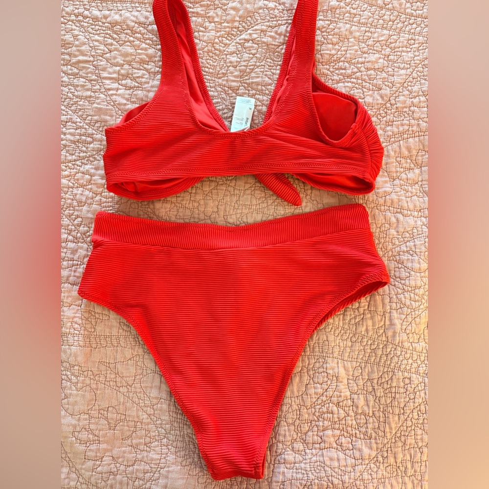 Cupshe Red Ribbed Bikini - Picture 2 of 4